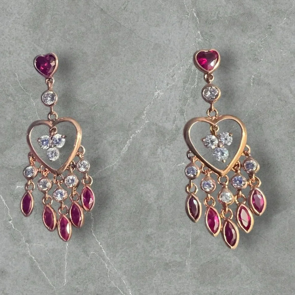 Nolan Miller vintage Romancing Heart Drop Earrings - Picture 1 of 3